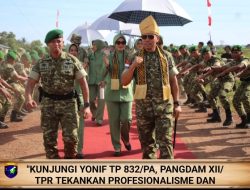 Kunjungi Yonif TP 832/PA, Pangdam XII/Tpr Tekankan Profesionalisme dan Disiplin Prajurit 