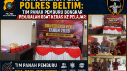 Konferensi Pers Polres Beltim : Tim Panah Pemburu Bongkar Penjualan Obat Keras Ke Pelajar