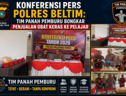 Konferensi Pers Polres Beltim : Tim Panah Pemburu Bongkar Penjualan Obat Keras Ke Pelajar