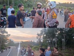 PERSONEL POLSEK ELLA HILIR GELAR PATROLI DAN PENERTIBAN AKSI BALAP LIAR DI JALAN PROVINSI DESA POPAI–DOMET