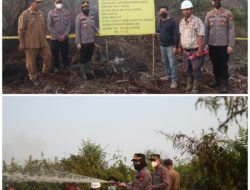 Mantap Kapolres Landak Turun Lansung Padamkan Api di Area Perusahaan Perkebunan PT SAE Segera di Police Line.