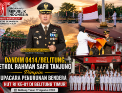 Dandim 0414/Belitung, Letkol Rahman Safii Tanjung Pimpin Upacara Penurunan Bendera HUT RI ke-81 di Belitung Timur
