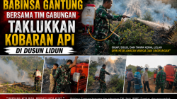Aksi Cepat Babinsa Gantung Bersama Tim Gabungan Taklukkan Kobaran Api di Dusun Lidun