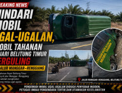 HINDARI MOBIL UGAL-UGALAN, MOBIL TAHANAN KEJARI BELITUNG TIMUR TERGULING DI JALUR MANGGAR–RENGGIANG, SATU JAKSA TERLUKA