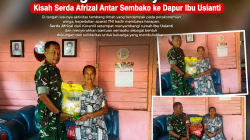 Sentuhan Humanis TNI di Tengah Lesunya Timah: Kisah Serda Afrizal Antar Sembako ke Dapur Ibu Usianti