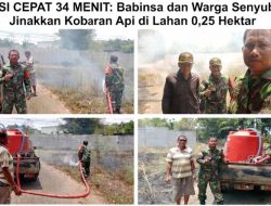 AKSI CEPAT 34 MENIT: Babinsa dan Warga Senyubuk Jinakkan Kobaran Api di Lahan 0,25 Hektar