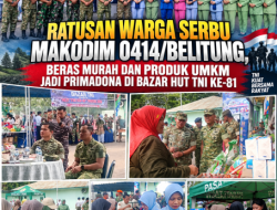 Ratusan Warga Serbu Makodim 0414/Belitung, Beras Murah dan Produk UMKM Jadi Primadona di Bazar HUT TNI Ke-81