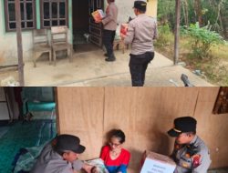 Polsek Menukung Berbagi Kepedulian, Salurkan Bantuan Sembako bagi Warga Terdampak Kabut Asap Karhutla