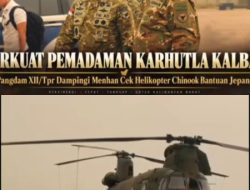 Perkuat Pemadaman Karhutla Kalbar, Pangdam XII/Tpr Dampingi Menhan Cek Helikopter Chinook Bantuan Jepang