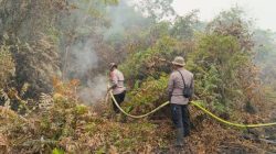 Cegah Api Meluas, Brimob Kalbar Bersama BPBD Padamkan Kebakaran Lahan di Sintang